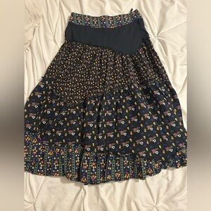Black Floral A-Line Skirt